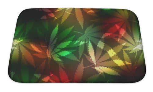 Bath Mat, Cannabis Leafs On Blur Rastafarian