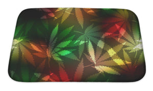 Bath Mat, Cannabis Leafs On Blur Rastafarian