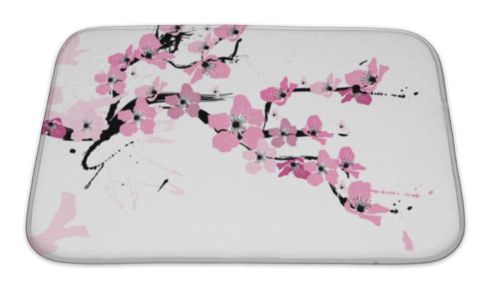 Bath Mat, Illustration Of Cherry Blossom