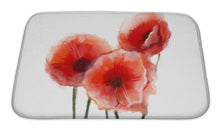 Load image into Gallery viewer, Bath Mat, Red Poppy Flowers Watercolor Painting