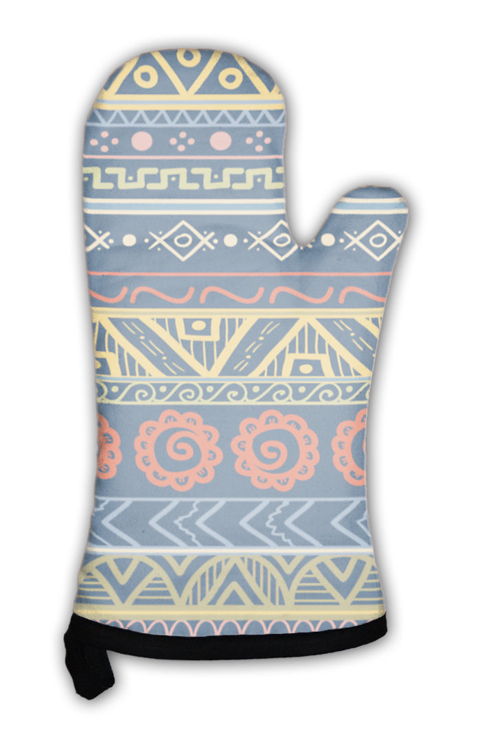 Oven Mitt, Tribal Striped Hand Drawn Pattern