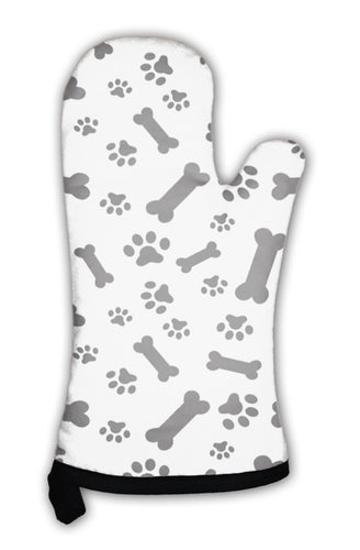 Oven Mitt, Dog Bones And Paws Pattern