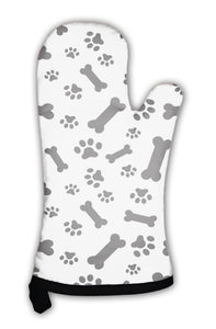 Oven Mitt, Dog Bones And Paws Pattern
