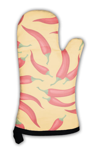 Oven Mitt, Pattern With Fresh Ripe Chili Peppers