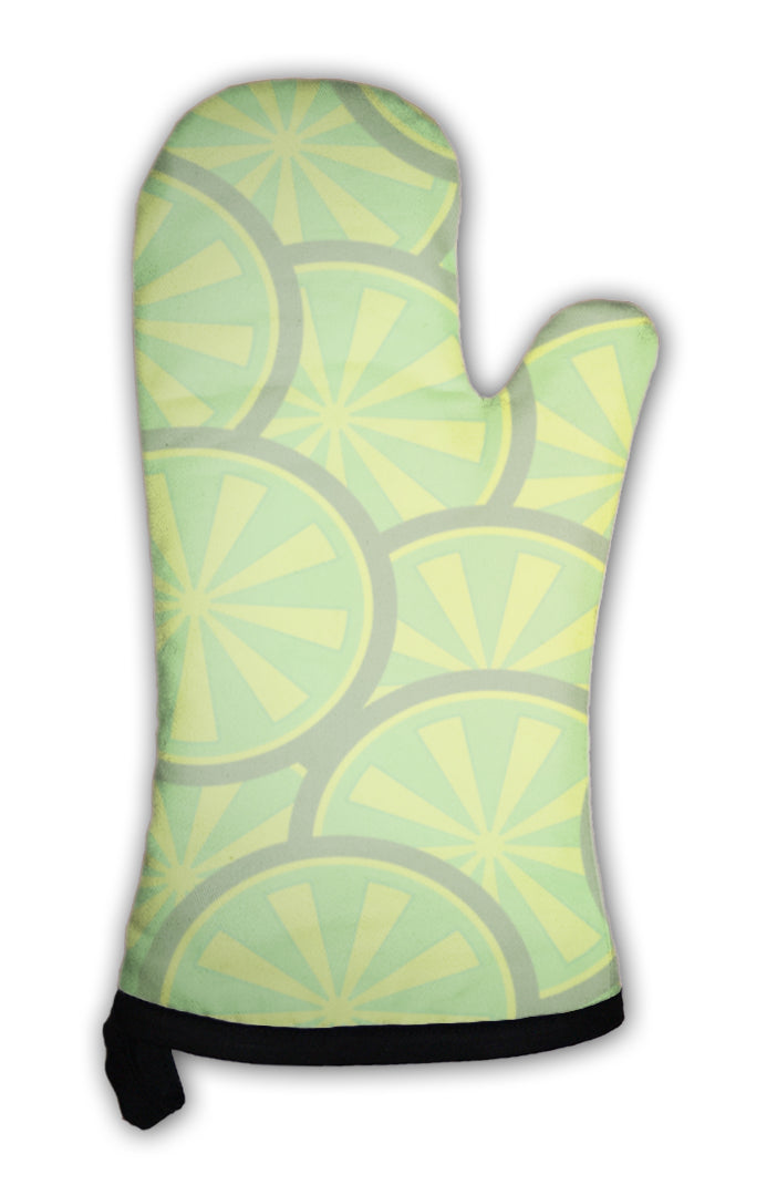 Oven Mitt, Green Lemon Pattern