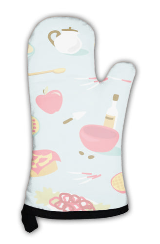 Oven Mitt, Retro Kitchen Pattern