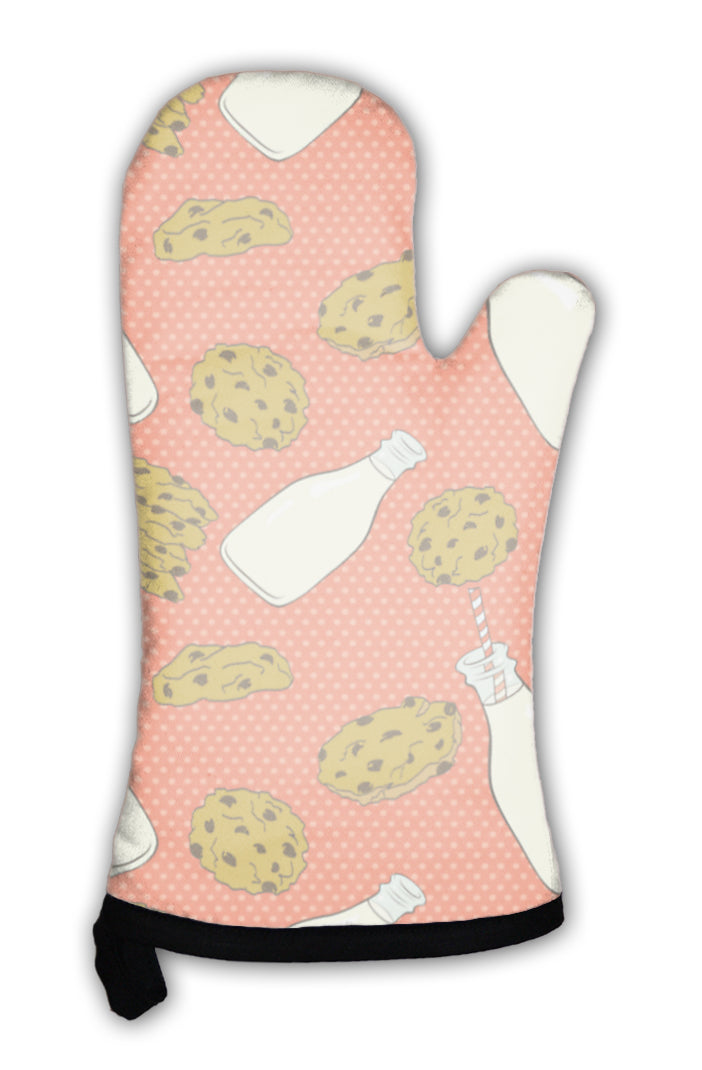 Oven Mitt, Milk And Cookies Pattern