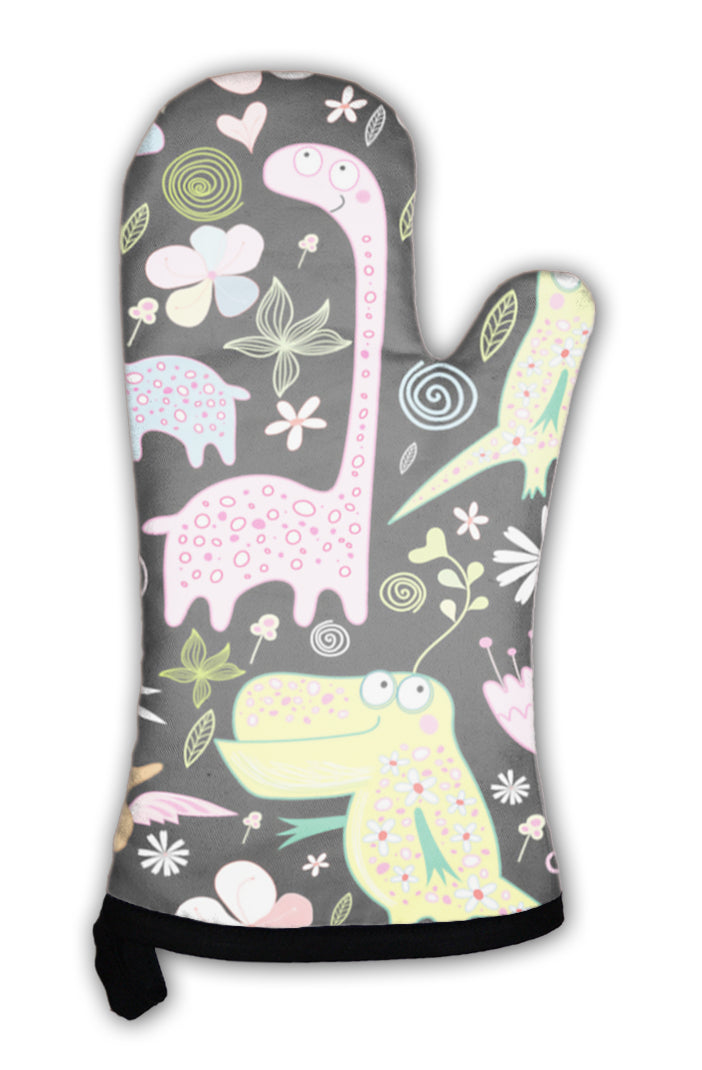 Oven Mitt, Pattern Of Dinosaurs