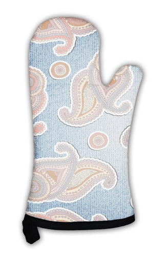 Oven Mitt, Paisley On Denim