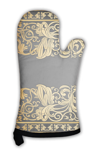 Oven Mitt, Vintage Elegance Antique Victorian Gold Floral Ornament