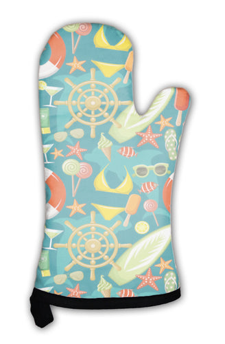 Oven Mitt, Beach Pattern