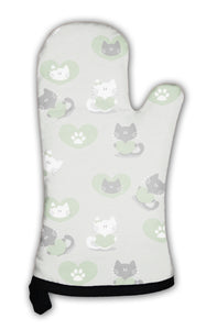 Oven Mitt, Romantic Pattern With Cute Kittens In Love