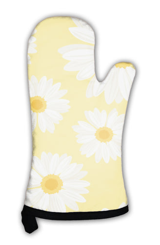 Oven Mitt, With Daisy Flowers On Yellow Illustration