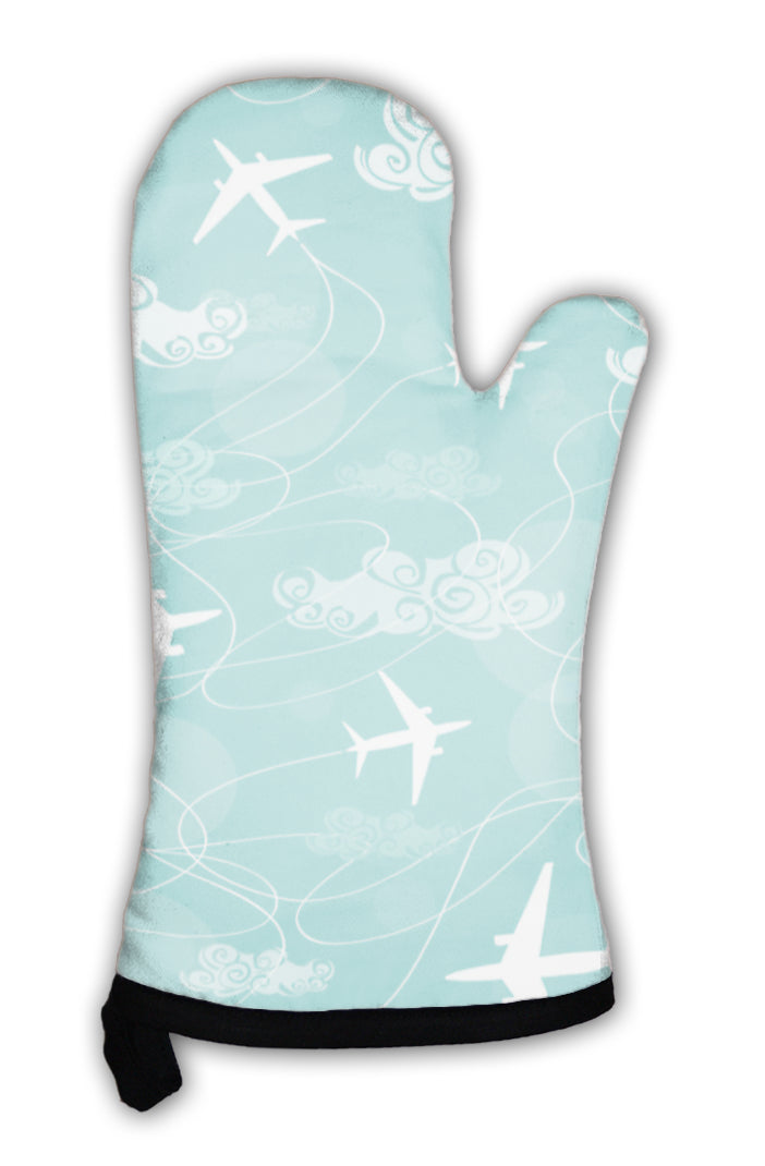 Oven Mitt, Pattern Of Airplanes Flying In The Sky