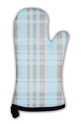 Oven Mitt, Brown And Blue Plaid