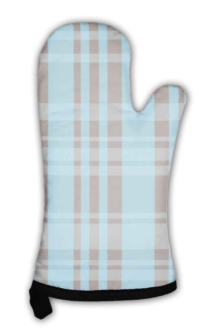 Oven Mitt, Brown And Blue Plaid