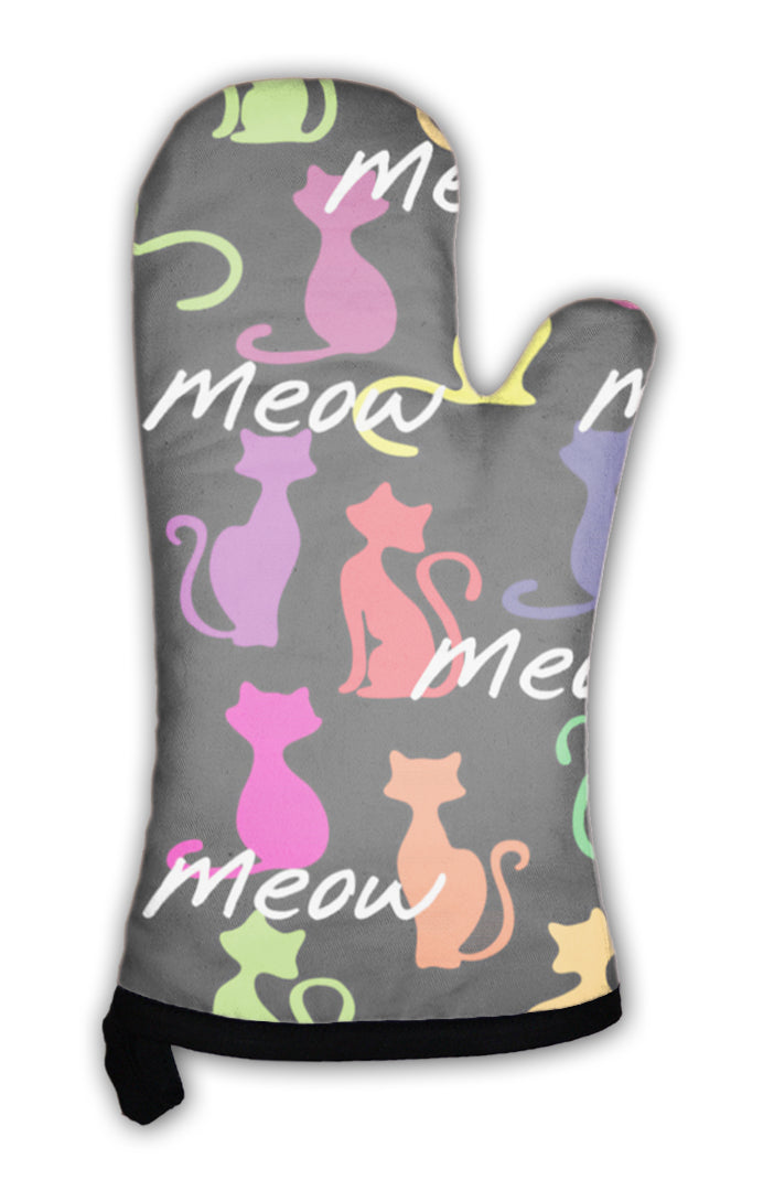 Oven Mitt, With Colorful Cats