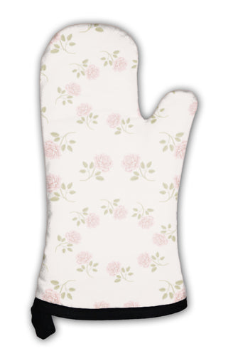 Oven Mitt, Pink Vintage Rose Pattern