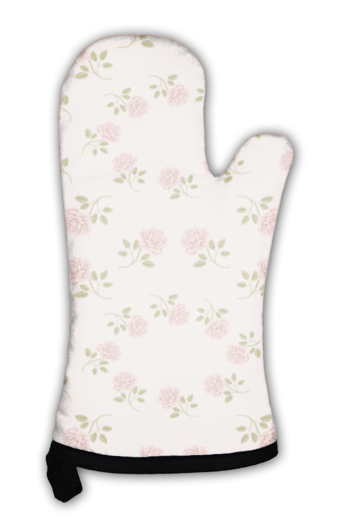Oven Mitt, Pink Vintage Rose Pattern