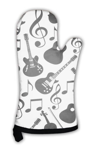 Oven Mitt, Musical Instruments Monochrom Pattern