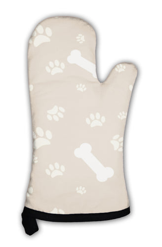 Oven Mitt, With Dog Paw Print And Bone