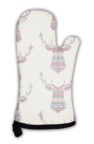 Oven Mitt, Colorful Decorative Ethnic Pattern With Deer