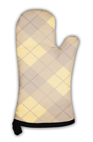Oven Mitt, Bias Plaid Pattern In Brown And Yellow