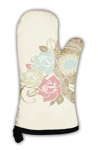 Oven Mitt, Skull And Roses Colorful Day Of The Dead Card