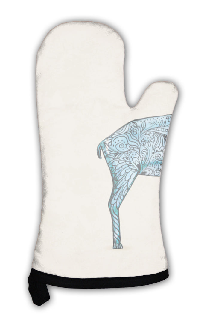 Oven Mitt, Ornamental Decorative Blue Goat