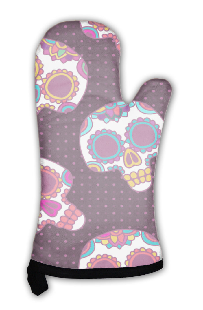Oven Mitt, Patter With Skulls In Latinoamerican Style
