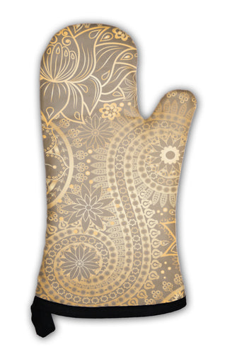 Oven Mitt, Vintage Floral Motif Ethnic