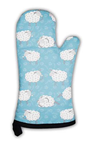 Oven Mitt, Cartoon Sheeps Pattern