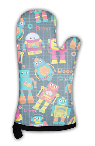 Oven Mitt, Tileable Pattern With Cute Robots