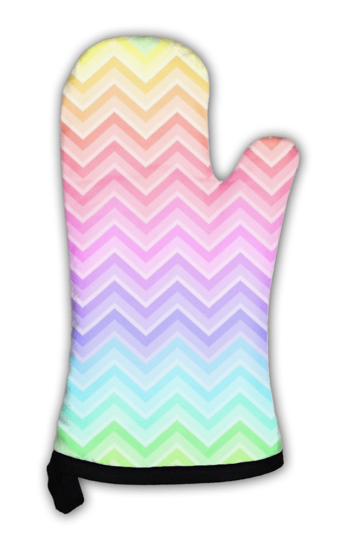 Oven Mitt, Chevron Rainbow Colored Pattern
