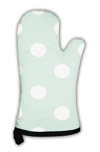 Oven Mitt, Retro Pattern With Polka Dots On Mint Green
