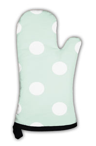 Oven Mitt, Retro Pattern With Polka Dots On Mint Green