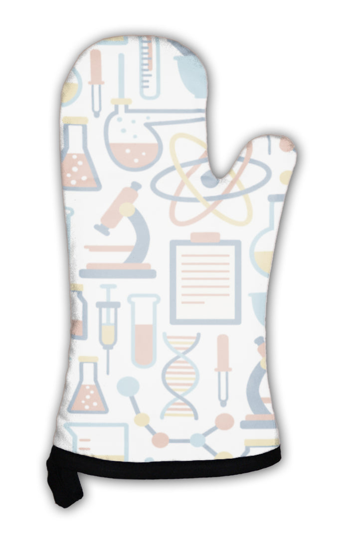 Oven Mitt, Pattern With Flat Science Icons