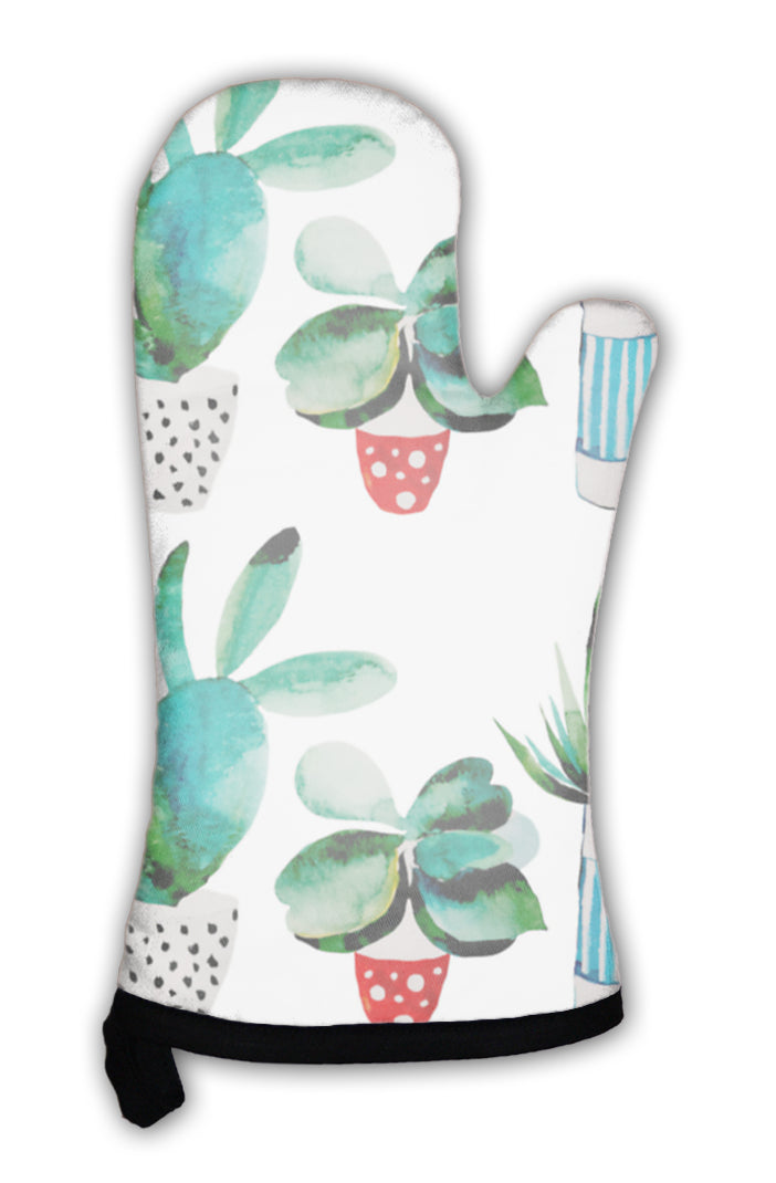 Oven Mitt, Pattern With Succulents