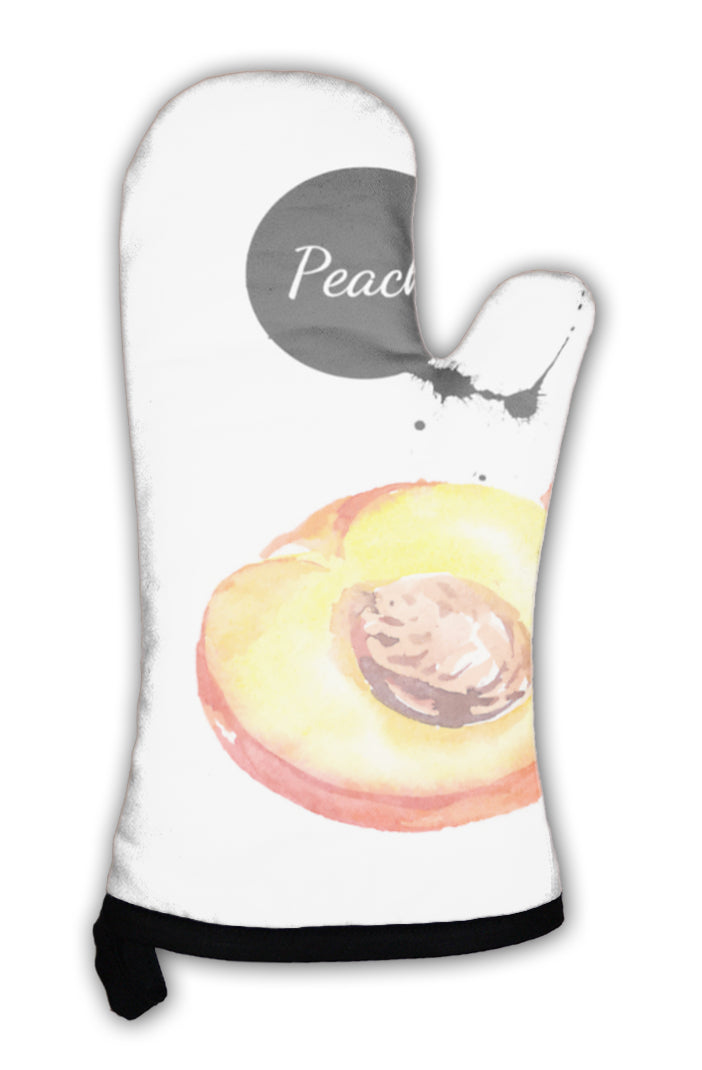 Oven Mitt, Hand Drawn Watercolor Painting Peaches