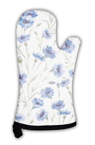 Oven Mitt, Blue Flowers 9