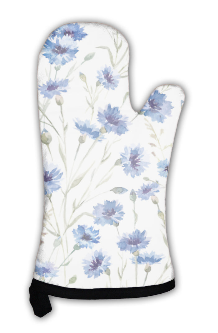 Oven Mitt, Blue Flowers 9