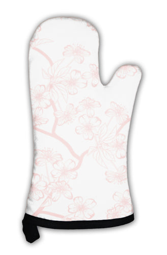 Oven Mitt, Cherry Blossom Flowers Pattern