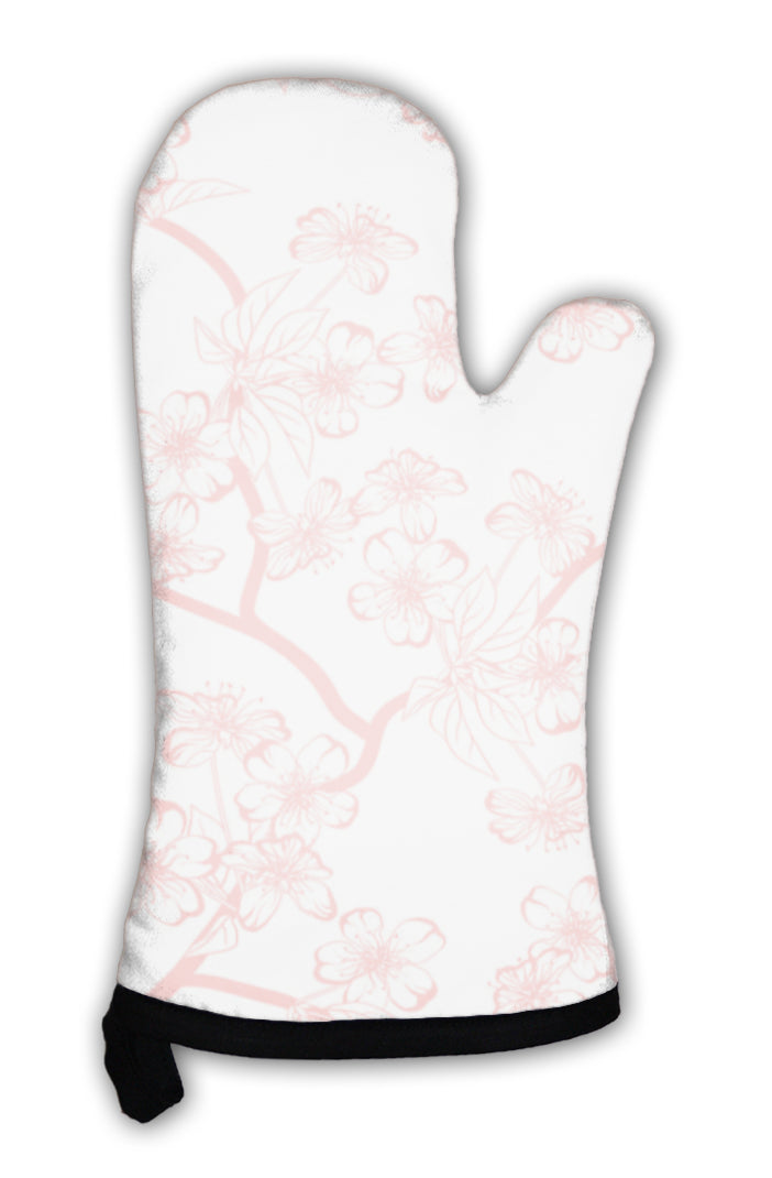 Oven Mitt, Cherry Blossom Flowers Pattern