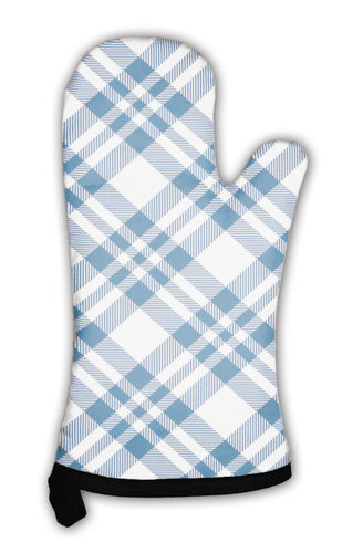 Oven Mitt, Checkered Tablecloths Pattern Blue Endless