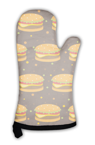 Oven Mitt, Pattern With Burgers