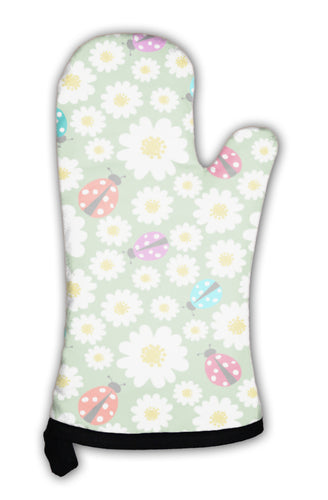 Oven Mitt, Ladybug Wallpaper Pattern