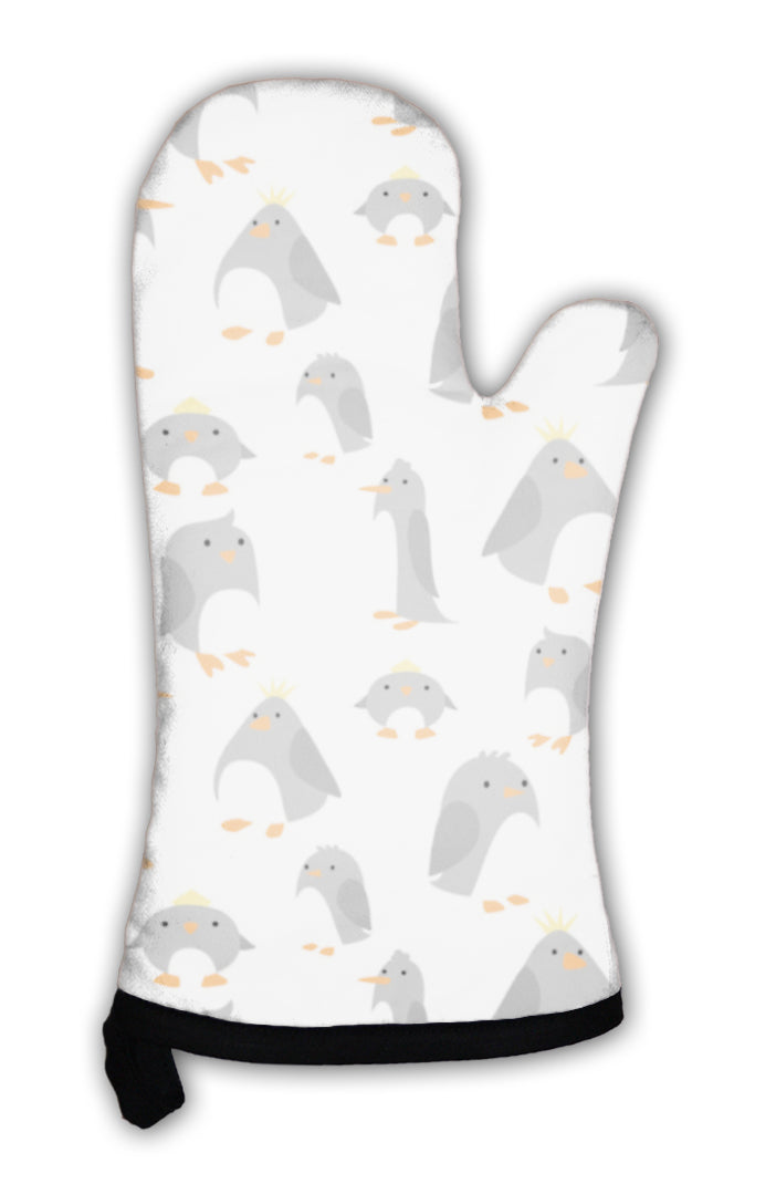 Oven Mitt, Pattern With Cute Penguins