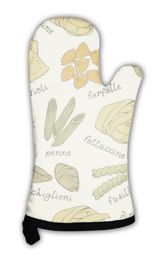 Oven Mitt, Italian Pasta Pattern On A Beige
