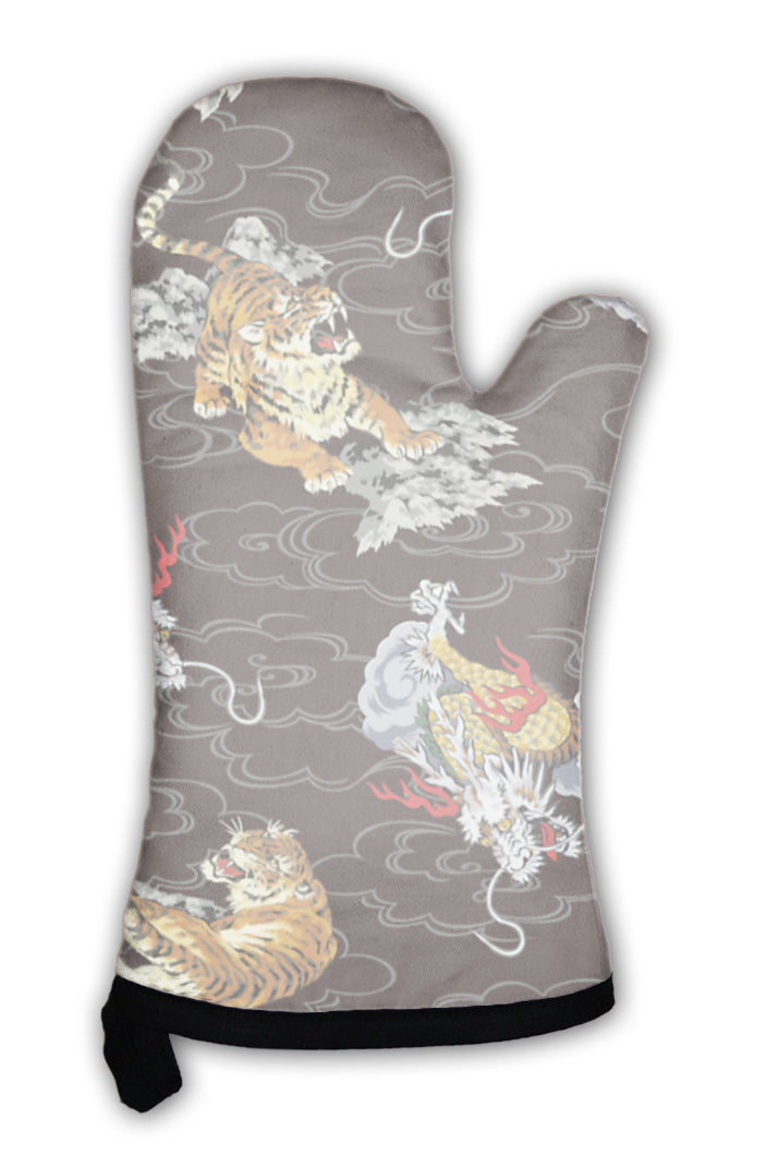 Oven Mitt, Pattern Tiger And Dragon