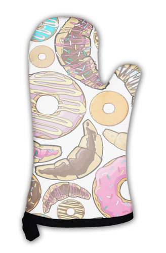 Oven Mitt, Vintage With Croissants And Donuts